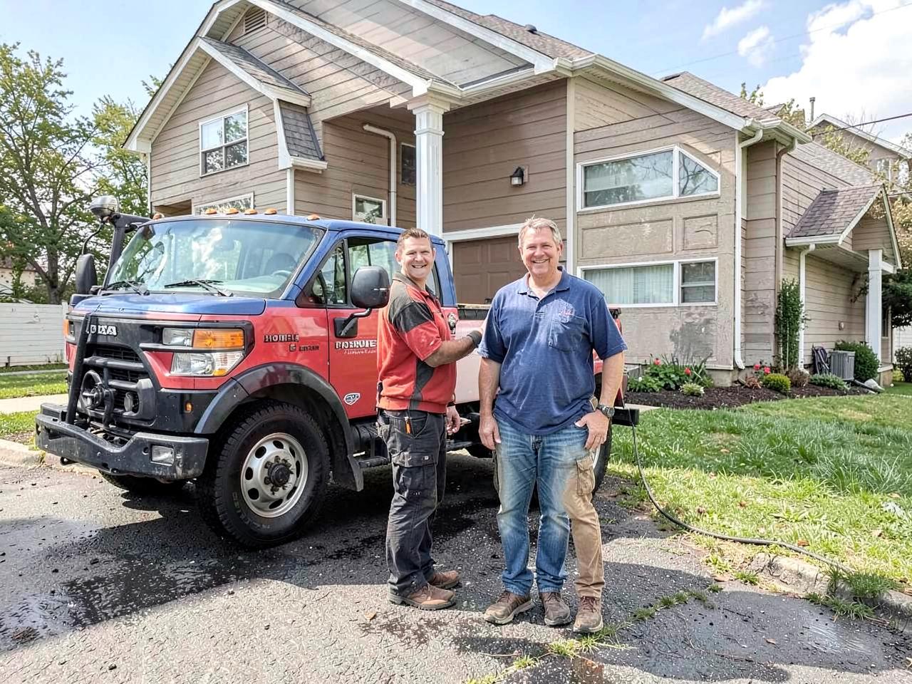 The Summit Blast crew standing by their truck after cleaning a Boulder home